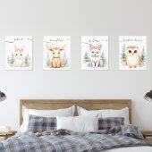 Elegantes Woodland Animal Watercolor Girly Kinderz Bilderwand Sets