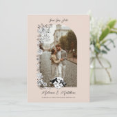 Elegantes Woodland Fox Blumengestelle Foto Save The Date (Stehend Vorderseite)