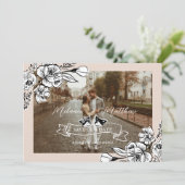 Elegantes Woodland Fox Blumengestelle Foto Save The Date (Stehend Vorderseite)