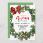Elegantes Wreath Christmas Dinner Party Einladung (Vorne/Hinten)