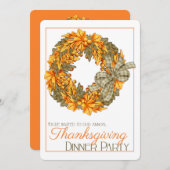 Elegantes Wreath Erntedank Dinner Party Einladung  (Vorne/Hinten)