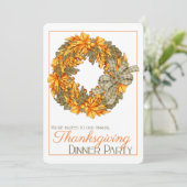 Elegantes Wreath Erntedank Dinner Party Einladung  (Stehend Vorderseite)