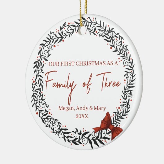 Elegantes Wreath Festive Winter Pattern Keramik Ornament (Links)