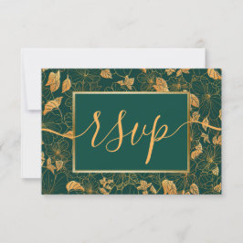 Elegantes, wunderschönes Emerald Green & Gold Foli RSVP Karte