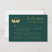 Elegantes, wunderschönes Emerald Green & Gold Foli RSVP Karte (Rückseite)