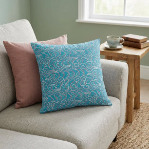 Elegantes Wurfkissen mit Blauem Wolkenmuster Kissen
