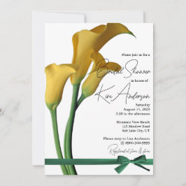 Elegantes Yellow Calla Lily Brautparty Einladung