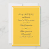 Elegantes Yellow Chic Classy Script-Brautparty Einladung (Rückseite)