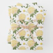 Elegantes Yellow Hydragea-Blume-Muster Geschenkpapier Set (Beispiel)
