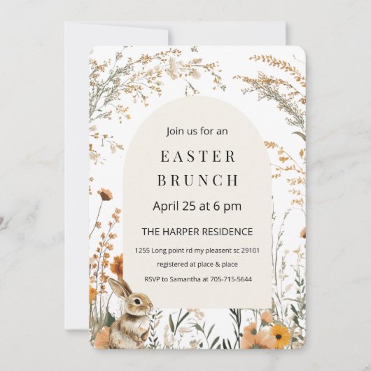 Elegantes Yellow Wildblume Arch Osterfest Einladung (Vorderseite)