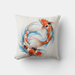 Elegantes Yin Yang Koi Fisch Wasserfarbe Kissen