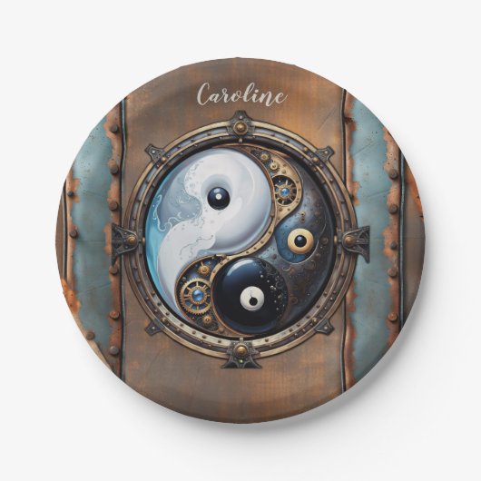 Elegantes Yin-Yang-Zeichen Pappteller (Vorderseite)