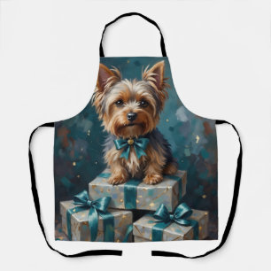 Elegantes Yorkshire Terrier-Hund-Feiertagsgeschenk Schürze