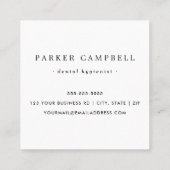 Elegantes Zahnzahnlogo minimalistisch weiß Quadratische Visitenkarte (Rückseite)