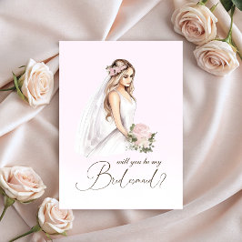 Elegantes Zauberrosa wirst du meine Brautjungfrau Begleitkarte