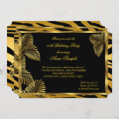 Elegantes Zebra Black Gold Golden Palm Party Einladung (Vorne/Hinten)