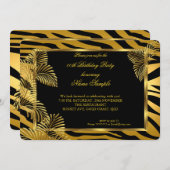 Elegantes Zebra Black Gold Golden Palm Party Einladung (Vorne/Hinten)