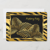 Elegantes Zebra Black Gold Golden Palm Party Einladung (Rückseite)