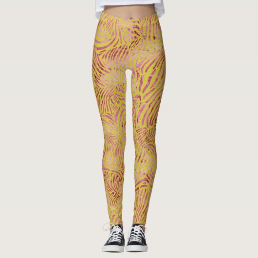 Elegantes Zebra-Design aus Gold und Dusty Pink Leggings (Vorderseite)
