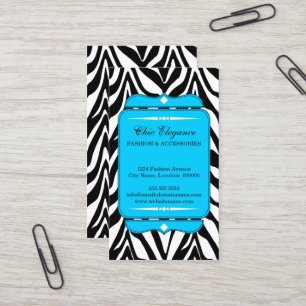 Elegantes Zebra-Druck-Aqua-Blau Visitenkarte