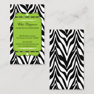Elegantes Zebra-Druck-Grün Visitenkarte