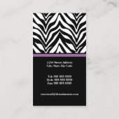 Elegantes Zebra-Druck-Monogramm Visitenkarte (Rückseite)