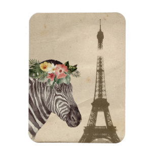 Elegantes Zebra & Eiffelturm Magnet
