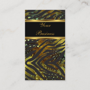 Elegantes Zebra Gold Exotisch Schwarzes Wild 2 Visitenkarte