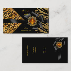 Elegantes Zebra Leopard Schwarz Gold Visitenkarte