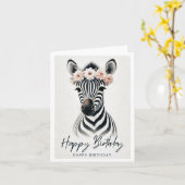 Elegantes Zebra mit Blume Crown Birthday Card Karte (Gelbe Blume)
