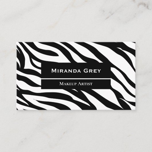 Elegantes Zebra-Muster Visitenkarte (Vorderseite)
