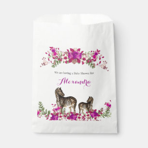 Elegantes Zebra Pink Floral Baby Shower Party Geschenktütchen