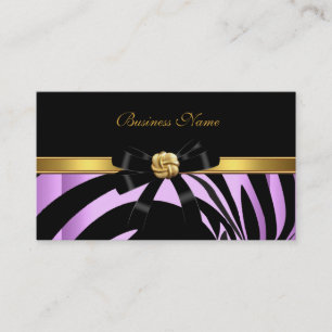 Elegantes Zebra Schwarz Flieder Gold Juwel Bogen Visitenkarte