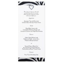 Elegantes Zebra Stripe Wedding Menu