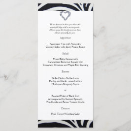 Elegantes Zebra Stripe Wedding Menu Menükarte
