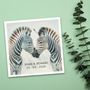 Elegantes Zebras in Liebe Spaß Elegantes Monochrom Serviette