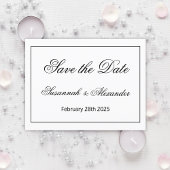 Elegantes zeitgenössisches Schwarz und Weiß Save t Ankündigungspostkarte