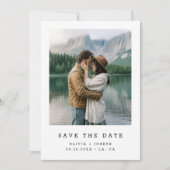 Elegantes zeitloses Minimal Wedding Lakeside Foto Save The Date (Vorderseite)