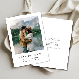 Elegantes zeitloses Minimal Wedding Lakeside Foto Save The Date