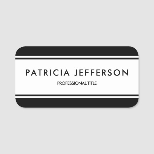 Elegantes, zeitloses Monochrom: Klassisches Schwar Namensschild (Vorderseite)