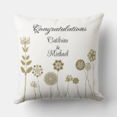 Elegantes Zeitloses Soft Gold Blumenpapier Kissen (Rückseite)