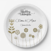 Elegantes Zeitloses Soft Gold Blumenpapier Pappteller (Vorderseite)