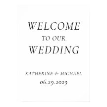 Elegantes zeitloses weißes Hochzeitsempfangsschild