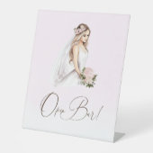 Elegantes zender Pink Brautparty Open Bar Sockelschild (Vorderseite)