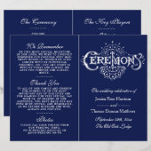 Elegantes Zeremoniell-Programm für Navy Blue & Whi (Vorne/Hinten)