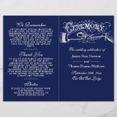 Elegantes Zeremoniell-Programm für Navy Blue & Whi (Vorderseite)