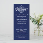 Elegantes Zeremoniell-Programm für Navy Blue & Whi Programm (Stehend Vorderseite)