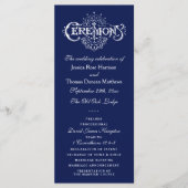 Elegantes Zeremoniell-Programm für Navy Blue & Whi Programm (Vorderseite)