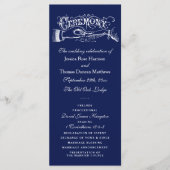 Elegantes Zeremoniell-Programm für Navy Blue & Whi Programm (Vorderseite)