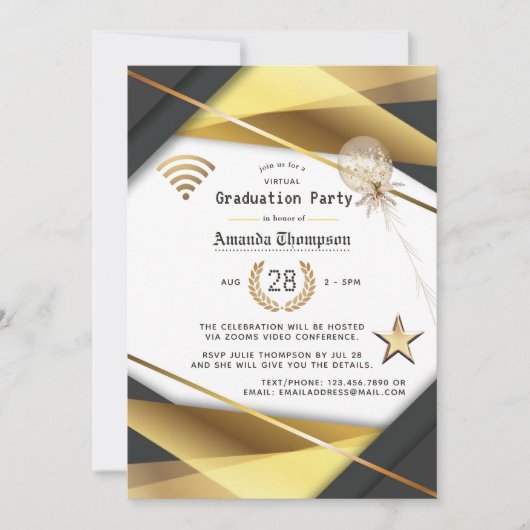 Elegantes Zertifikat für Virtual Graduation Party Einladung (Vorderseite)